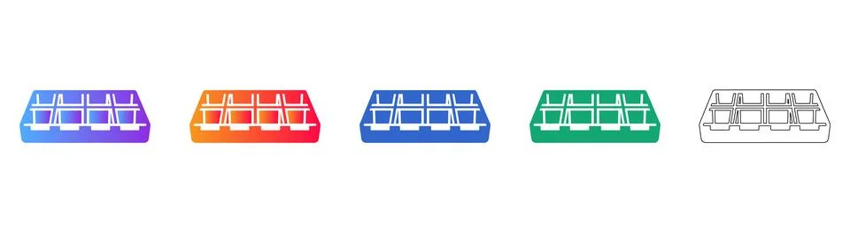 Empty Organizer Tray Vector Icon Set Stock Illustration