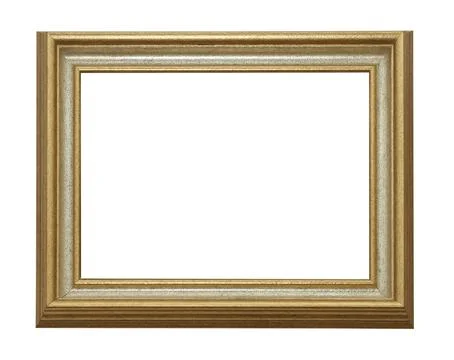 Empty ornate gold and silver wooden picture frame Stock Photos