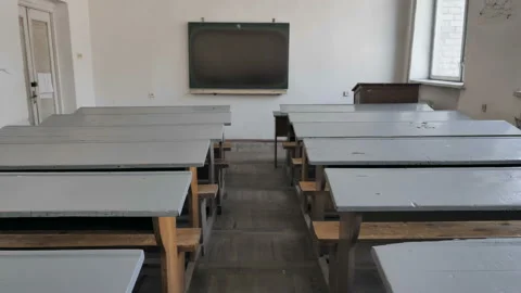 Empty Outdated Classroom For Lessons At School Stock Footage 156256020