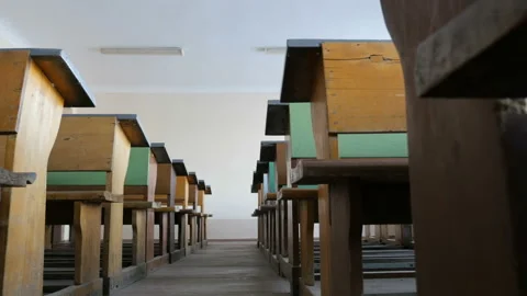 Empty outdated university hall lecture room 库存影片 88199225