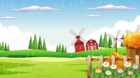 Empty outdoor farm background Illustrazione stock