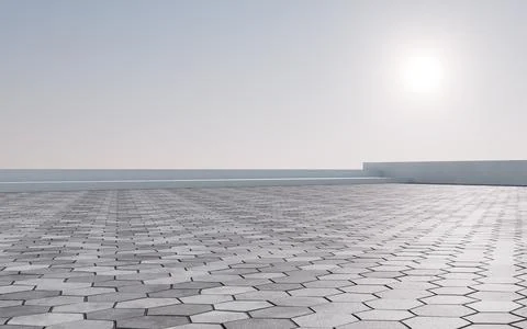 Empty outdoor ground background, 3d rendering. Illustrazione stock