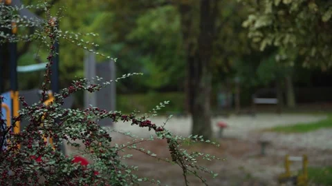 Empty outdoor playground. It is raining. Stock Footage 142721070