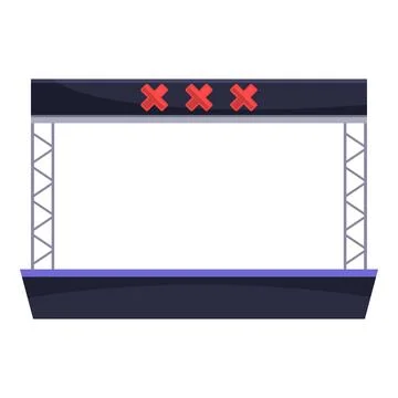 Empty outdoor stage with three red crosses is waiting for a band to perform Stock Illustration