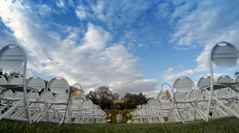 Empty Outdoor Wedding Ceremony Setup Time-lapse Stock Footage 58967068