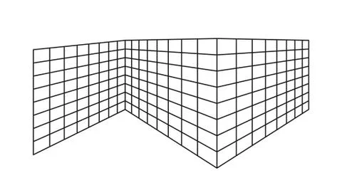 Empty outline rectangle divided into cells, going into perspective, isolated Stock Illustration