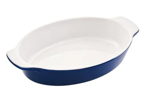 Empty oval baking dish for gratin, casserole, cut out Stock-Fotos