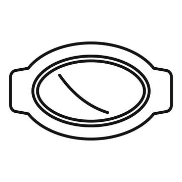 Empty oval baking dish with handles drawing Illustration