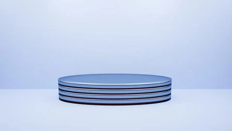 Empty oval blue podium with ruby inserts on a white blue background. Get in t Stockillustratie