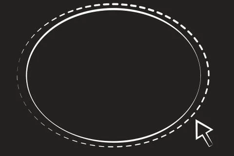 Empty Oval Shape Speech Bubble in Dashed Line Frame Isolated against Black イラスト素材