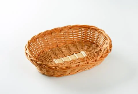 Empty oval wicker bread basket Stock Photos