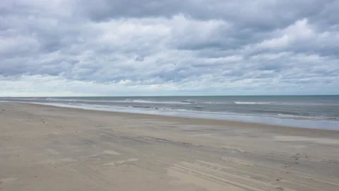 Empty Overcast Beach Stock Footage 308733700