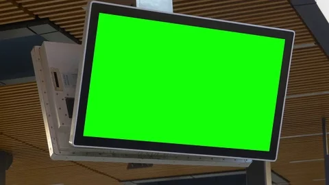 Empty Overheard Digital Video Screen, Roof LCD Panel, Green Chroma Key Stock Footage 85231488