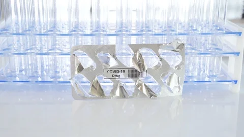 Empty pack of the Covid-19 drug or coronavirus drug Stock Footage 127474661