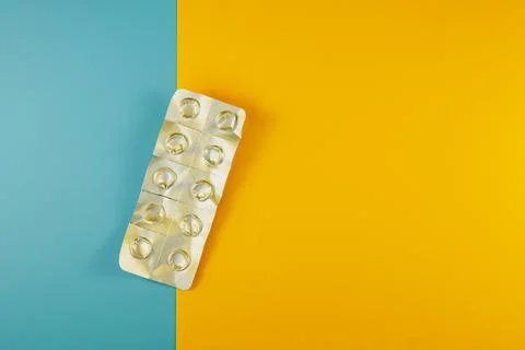 Empty package of aluminum foil tablets. Used tablet packaging Stock Photos