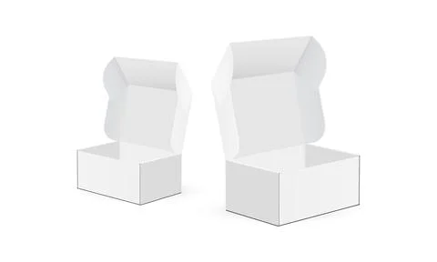 Empty Packaging Boxes, Side View, Isolated on White Background Stock Illustration