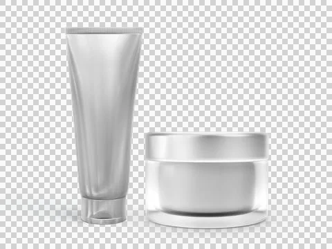 Empty packaging clear cosmetic cream jar. transparent background Illustrazione stock