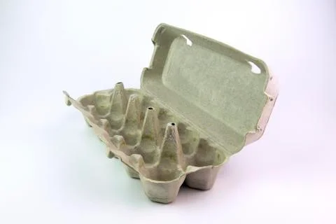 Empty packaging for eggs on a white background Stock Photos