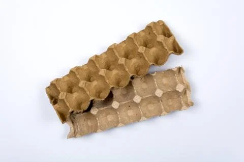 Empty packaging for eggs on a white background. Stock Photos