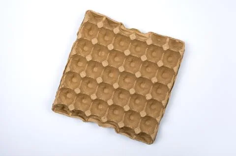 Empty packaging for eggs on a white background. Stock Photos