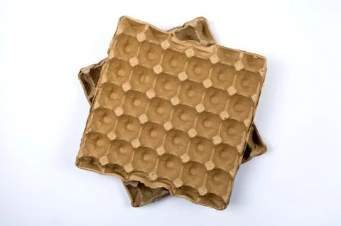 Empty packaging for eggs on a white background. Stock Photos