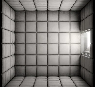 Empty Padded Cell With Open Door Stock Illustration