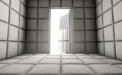 Empty Padded Cell With Open Door Stock Illustration