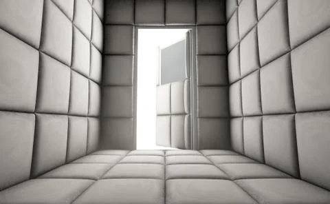 Empty Padded Cell With Open Door Stock Illustration
