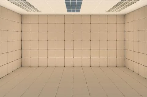 Empty padded cell, rubber room. 3D rendering Stock Illustration