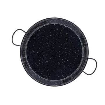 Empty paella pan overhead view Stock Photos