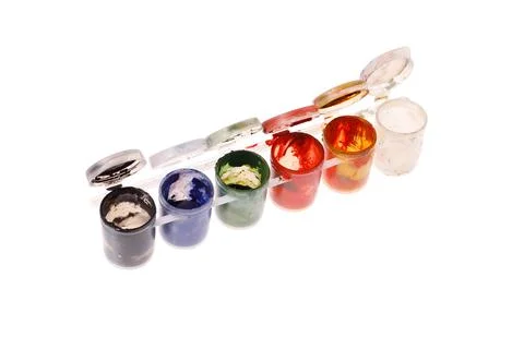 Empty paint jars isolated on white background Stock Photos