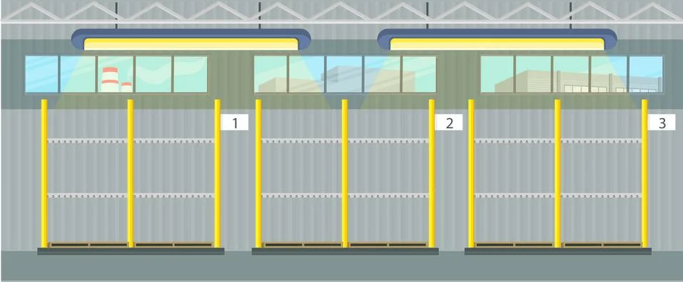 Empty Pallet in Warehouse Interior. Waiting Cargo Stock Illustration