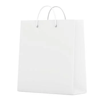 Empty paper bag on white background. 3d rendering Illustrazione stock