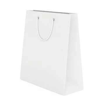 Empty paper bag on white background. 3d rendering Illustrazione stock