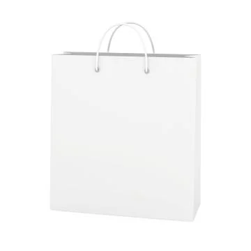 Empty paper bag on white background. 3d rendering Illustrazione stock