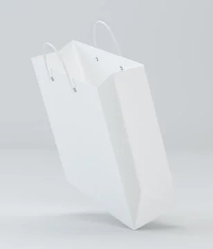 Empty paper bag on white background. 3d rendering Stock Illustration