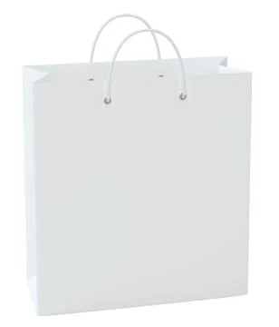 Empty paper bag on white background. Isolated on white background. 3d rendering. Illustrazione stock