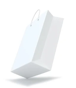 Empty paper bag on white background. Isolated on white background. 3d rendering. Illustrazione stock