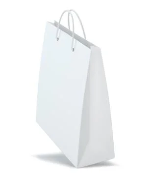 Empty paper bag on white background. Isolated on white background. 3d rendering. Illustrazione stock