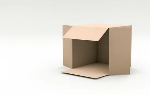 Empty Paper Box tilt,Isolated on White Background Stock Illustration