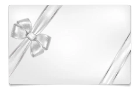 Empty paper card with shiny silver bow Stock Illustration