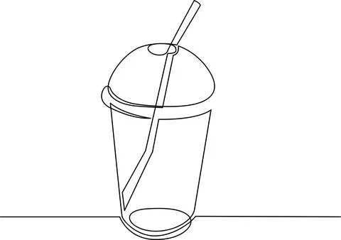 Empty paper cup with dome lid and straw Vector Stock Illustration