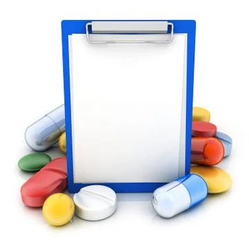 Empty paper holder and tablets. 3d illustration 스톡 일러스트