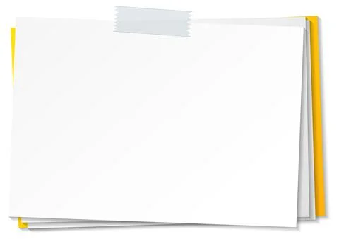 Empty paper note template stick with tape Illustrazione stock