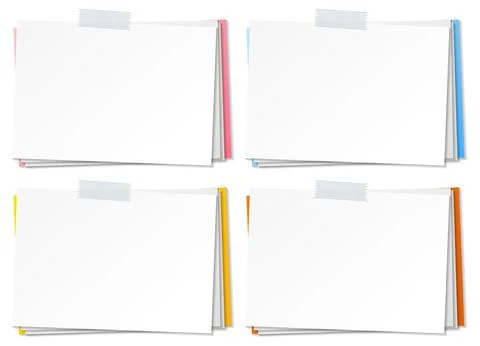 Empty paper note template stick with tape Illustrazione stock