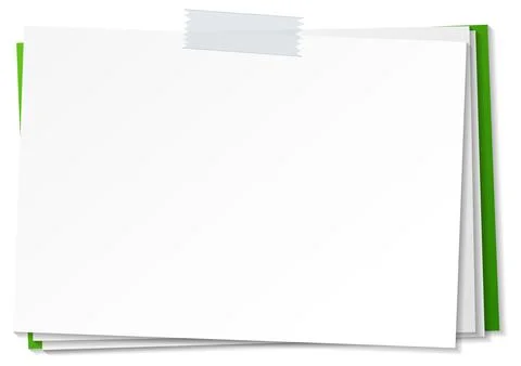 Empty paper note template stick with tape Stock Illustration