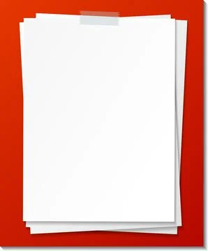 Empty paper note template stick with tape Stock Illustration