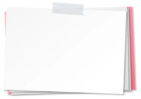 Empty paper note template stick with tape Stock Illustration