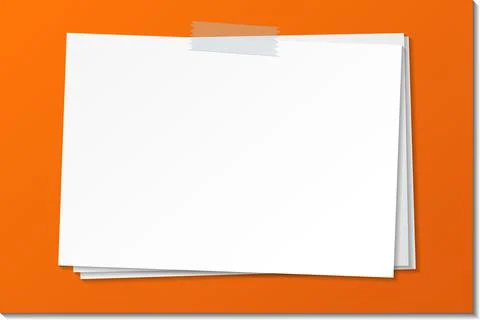 Empty paper note template stick with tape Stock Illustration
