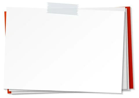 Empty paper note template stick with tape Stock Illustration